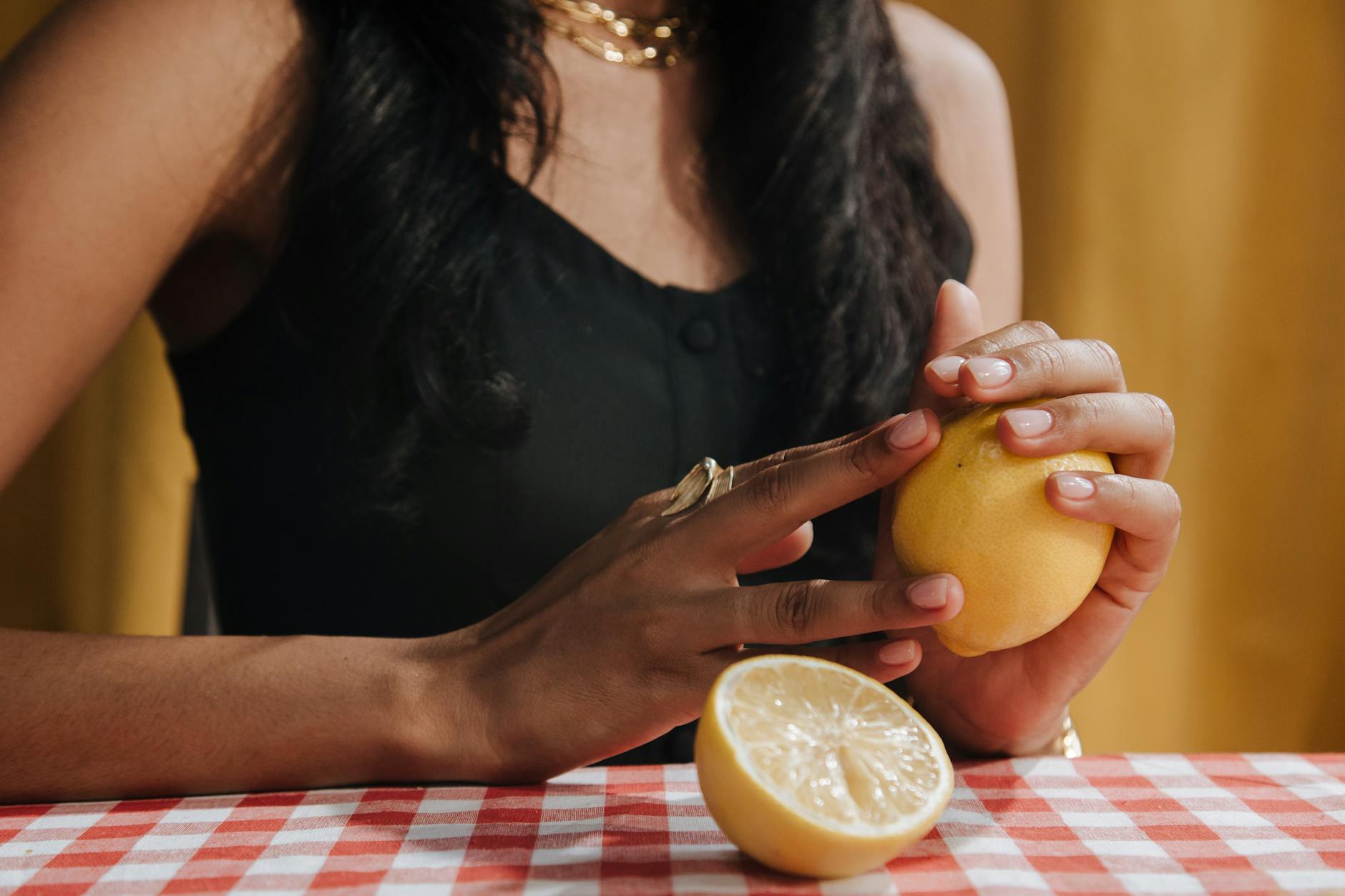 Woman holding a contemplative expression while considering her pleasure options